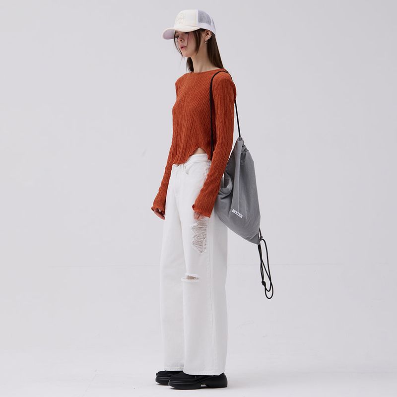 Wide Denim Pants White