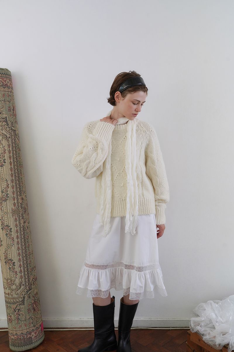 Faye lace skirt_ivory