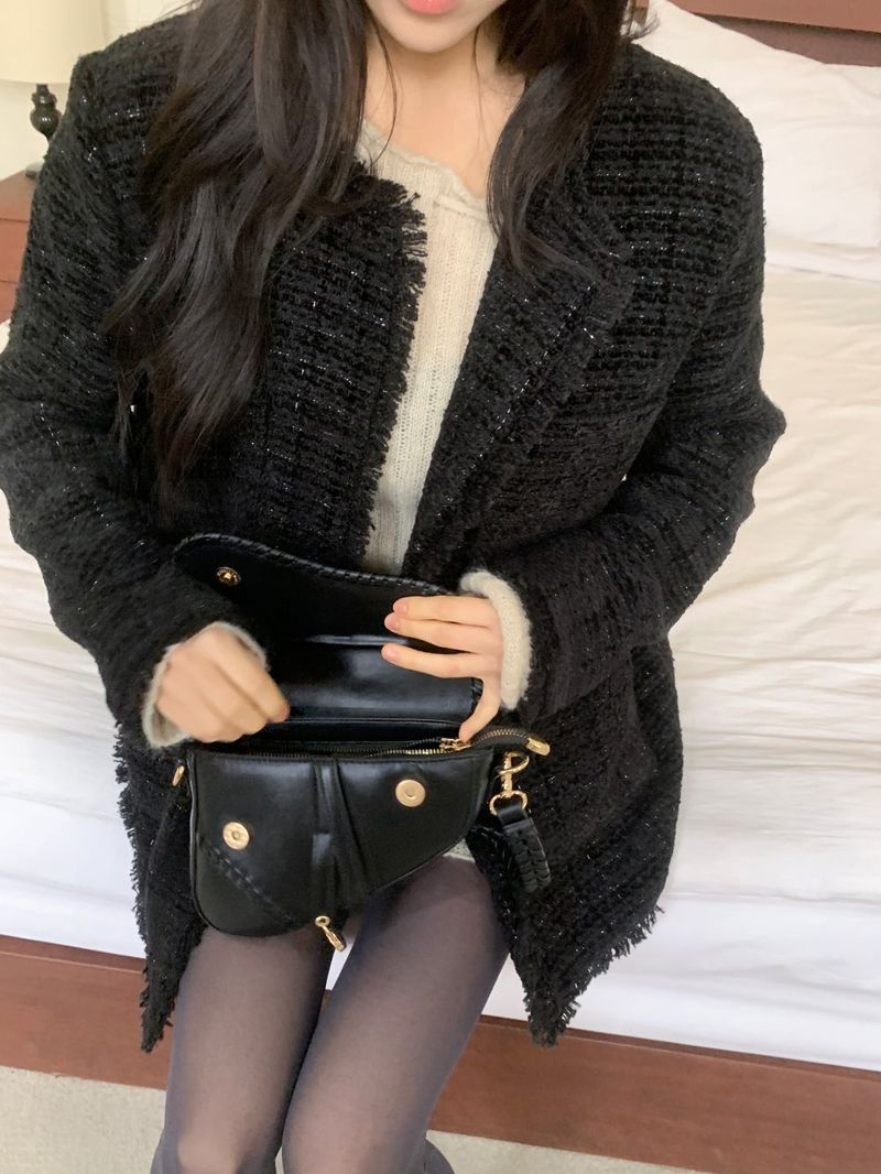 IF classic oversized tweed quilted jacket