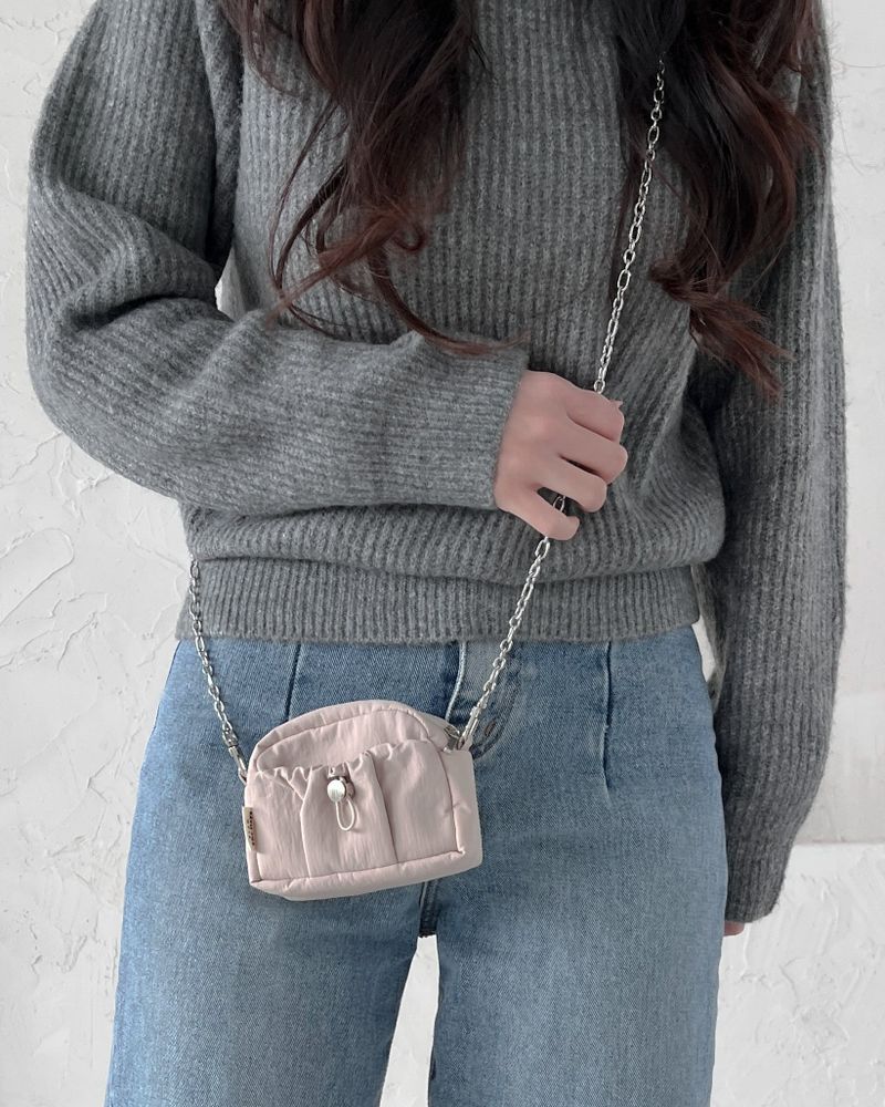 Card Wallet Mini Chain Bag-BEIGE