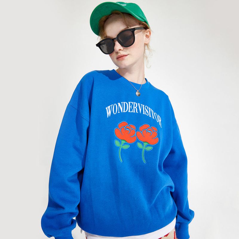 wonder visitor（ワンダービジター）の「Logo applique Sweatshirt [Blue]（Tops）」