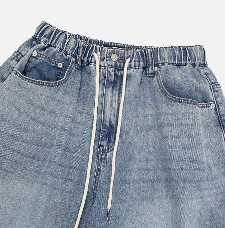 Fit String Banded Balloon Denim Pants