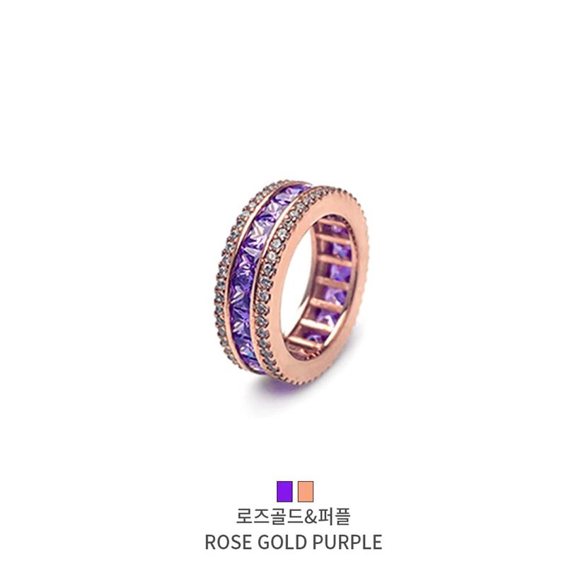 blackpurple（ブラックパープル）の「[BLACKLABEL] AAA DIA Crystal 3-line ring rose gold&purple（Accessories）」