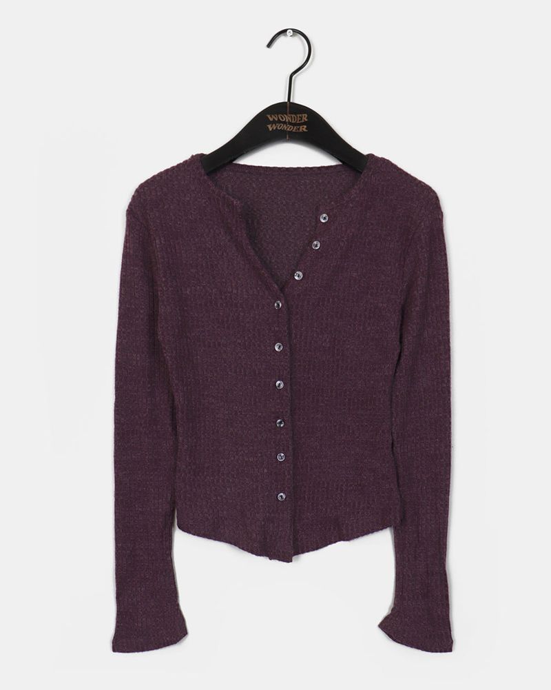 AllMew Corduroy Ribbed V-Neck Button Cardigan