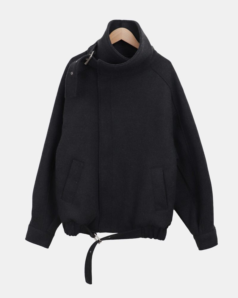 Nuan High-Neck Buckle Quilted Coat