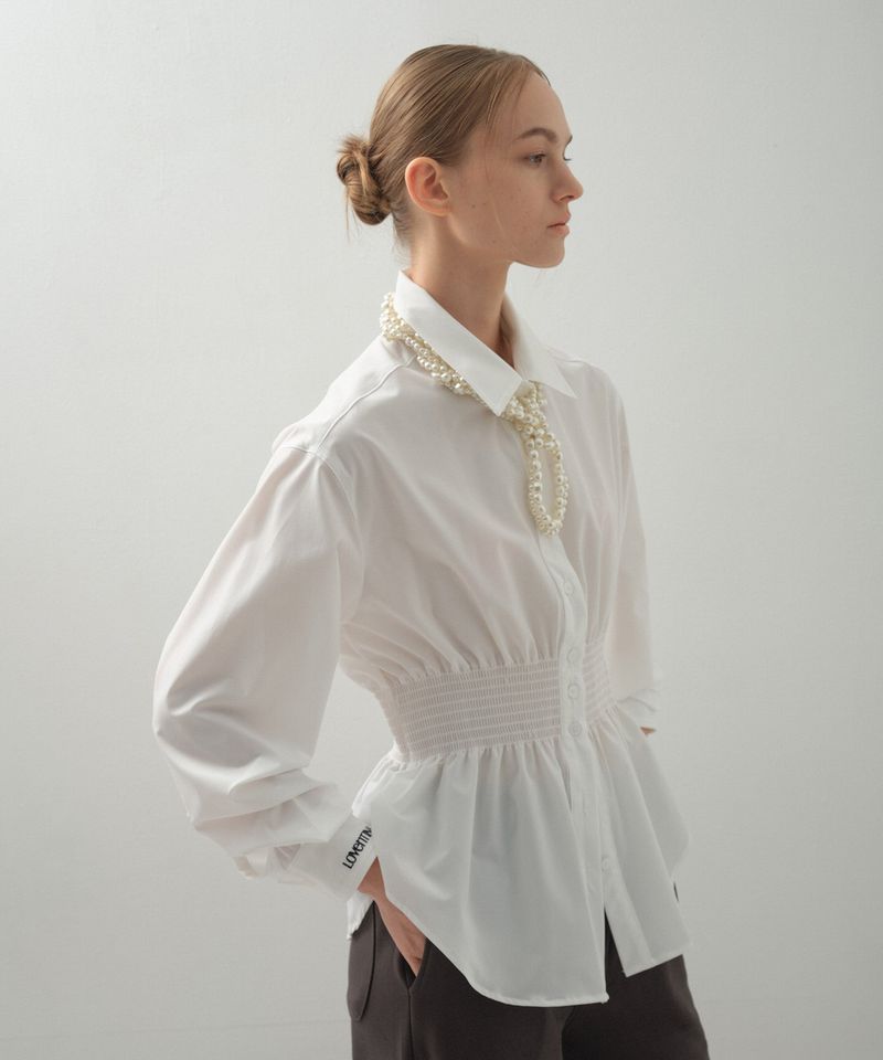 Curve Waist Stretch Shirt_White