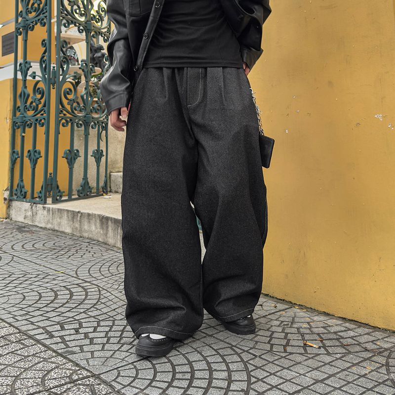 Bin Lettering Raw Wide Denim