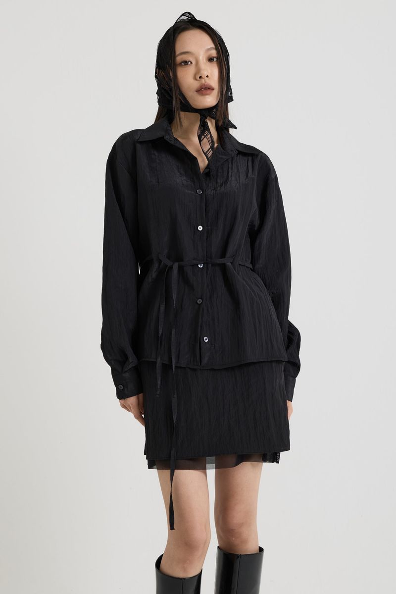 vadefy(ベイディフィー)の「Sheer String Blouse, Black(Tops)」