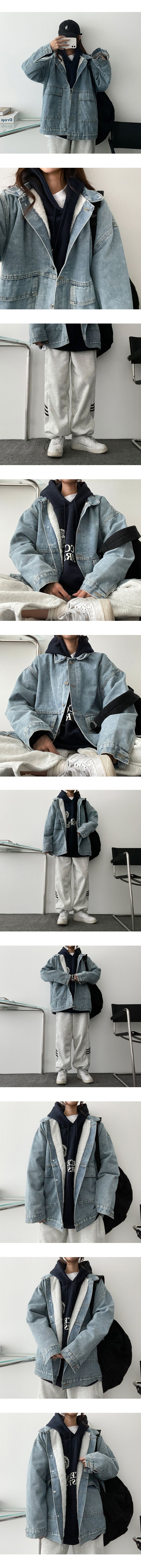 [Fur lining] Ent. Thick fur lining denim jacket