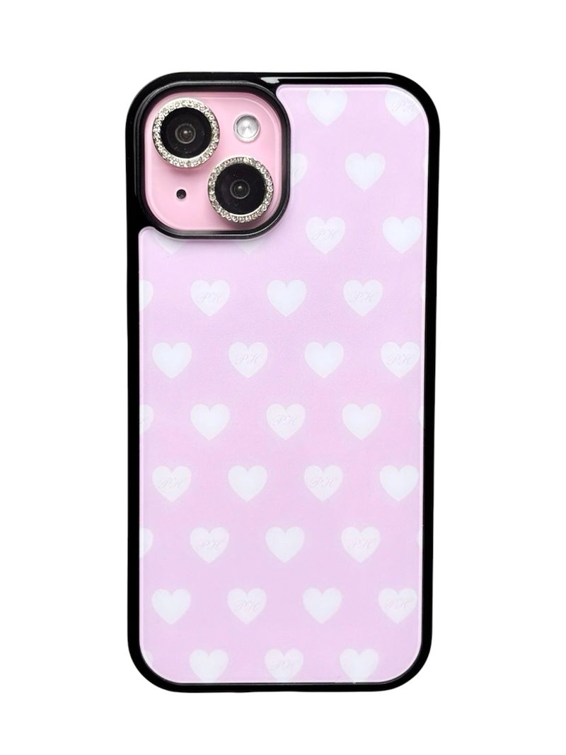 princess house(プリンセス ハウス)の「Sweet hearts phone case (pink) - black glass - standard(non-magsafe)(Smartphone Accessories)」
