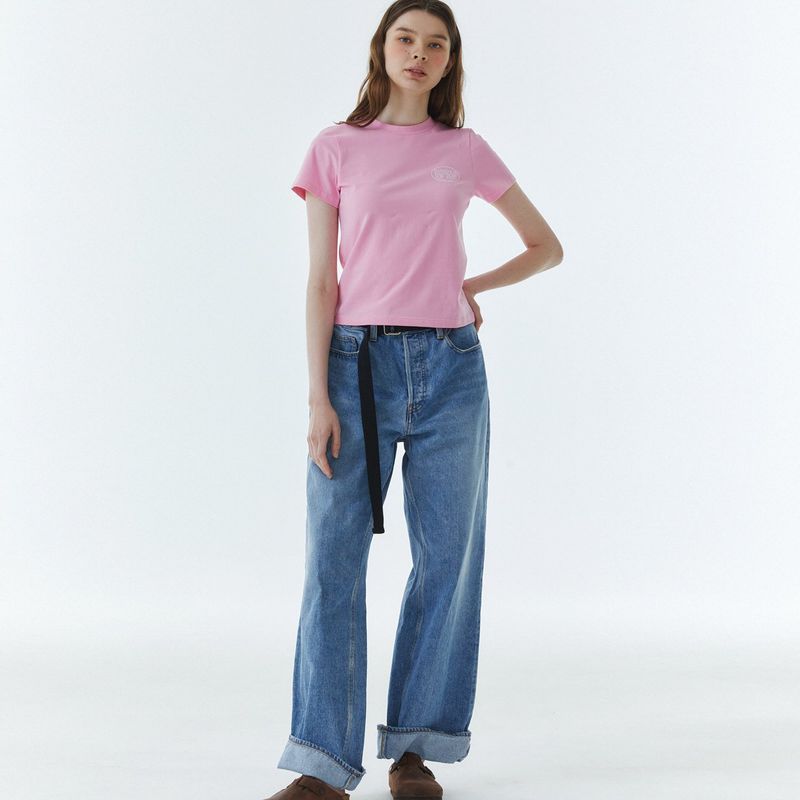 Shape Logo Slim Span T-Shirt Pink