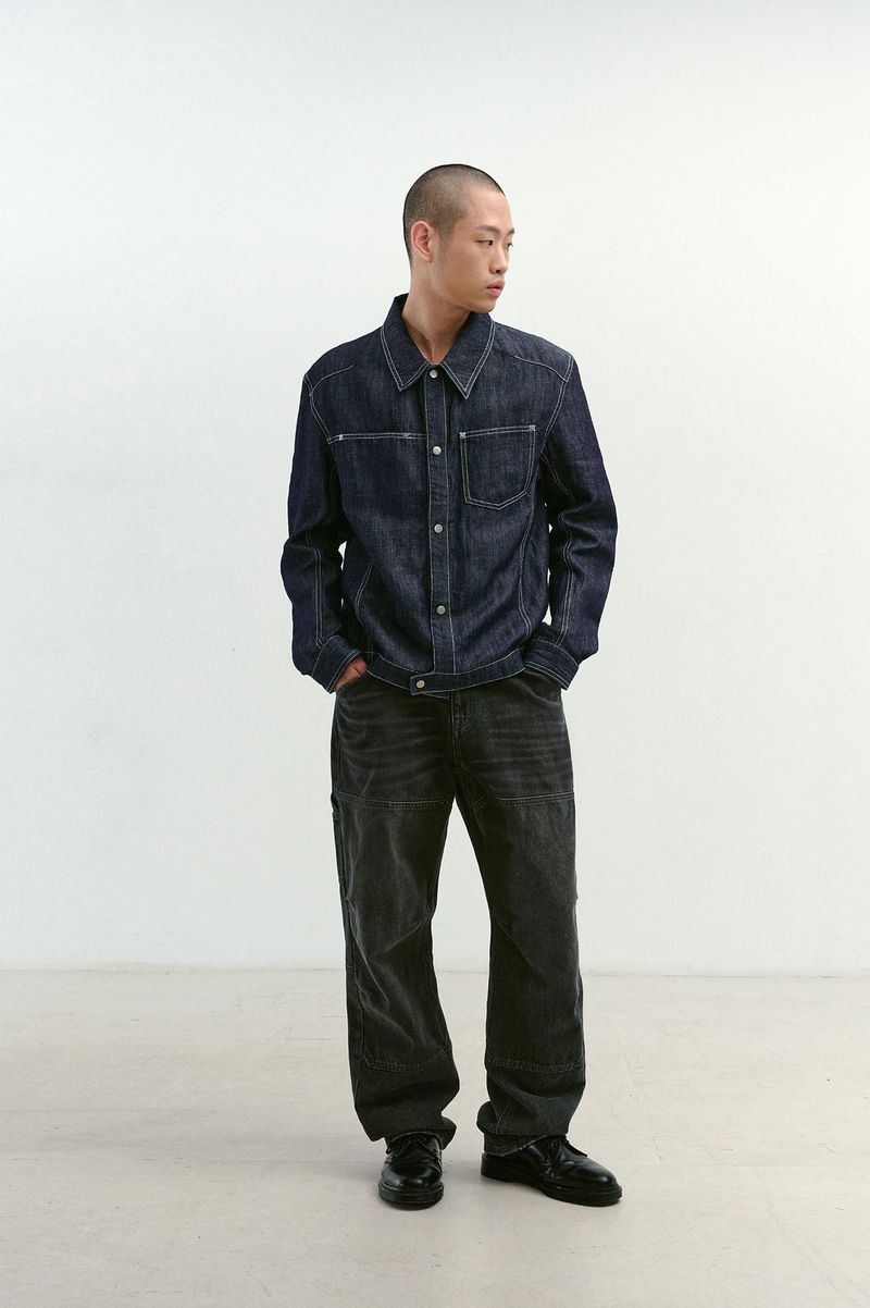 Incision Double Knee Carpenter Pants (Washed Black)
