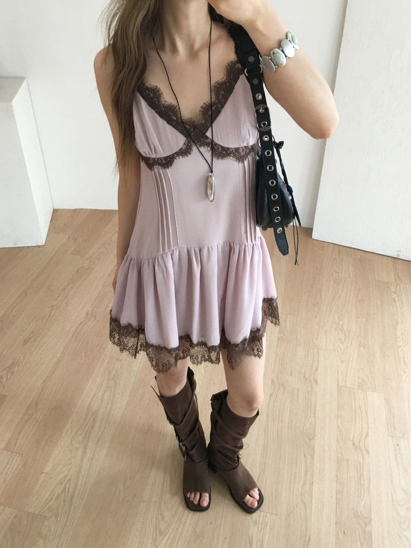 Dolce lace slip mini dress