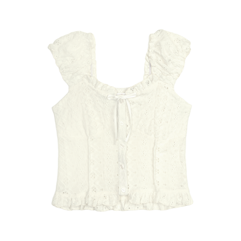PINK PINEAPPLE（ピンクパイナップル）の「FOREST PUNCHING RIBBON BLOUSE_IVORY（Tops）」