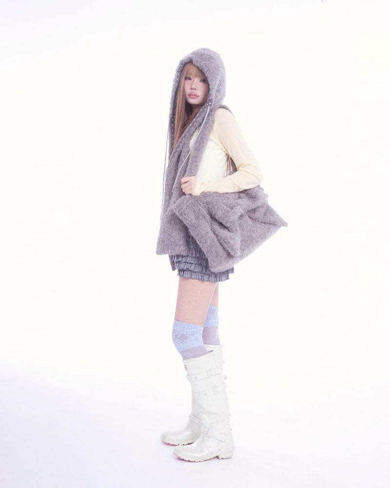 Fluffy Ribbon bag (gray)