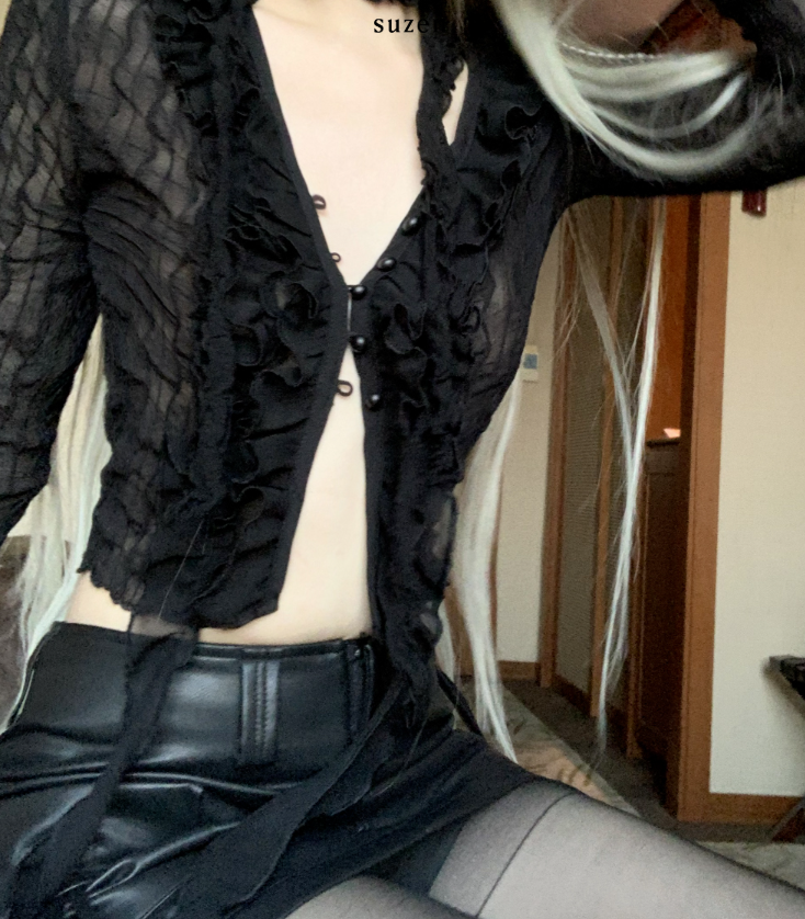 Mayou Shirring Scarf Blouse (black)