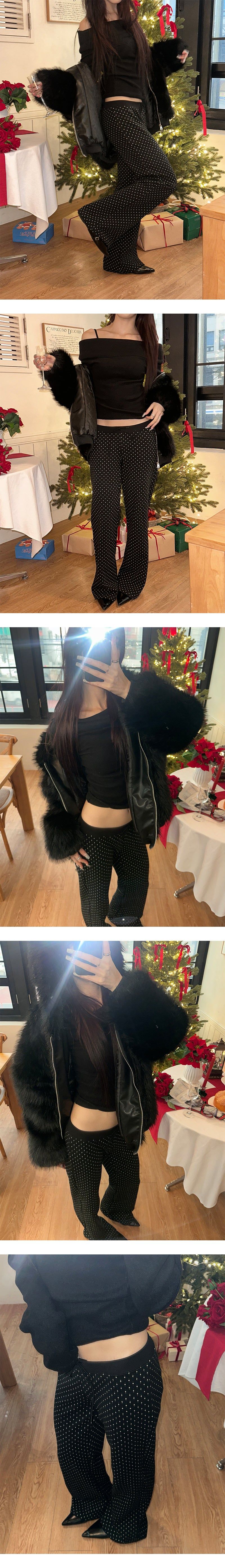 Dot row banding pants(3color)