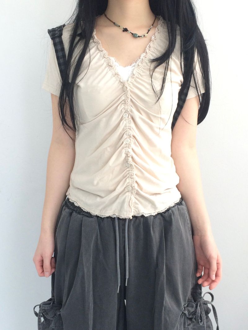 vintage shirring button t