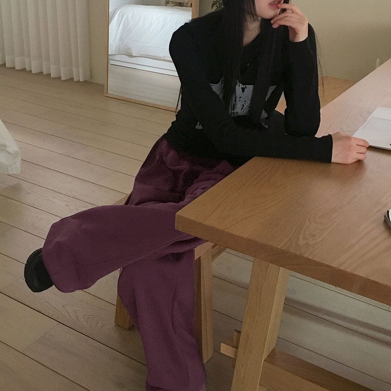 Shugi side cut training two-way banding long wide jogger pants