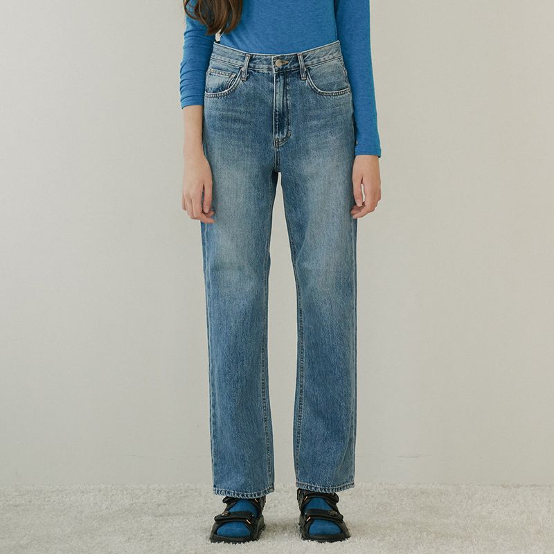 STRAIGHT DENIM PANTS (BLUE)