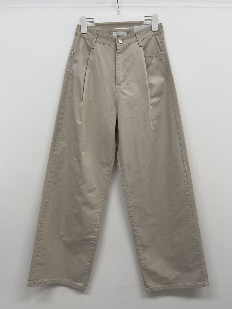 121 One Tuck Cotton Wide Pants