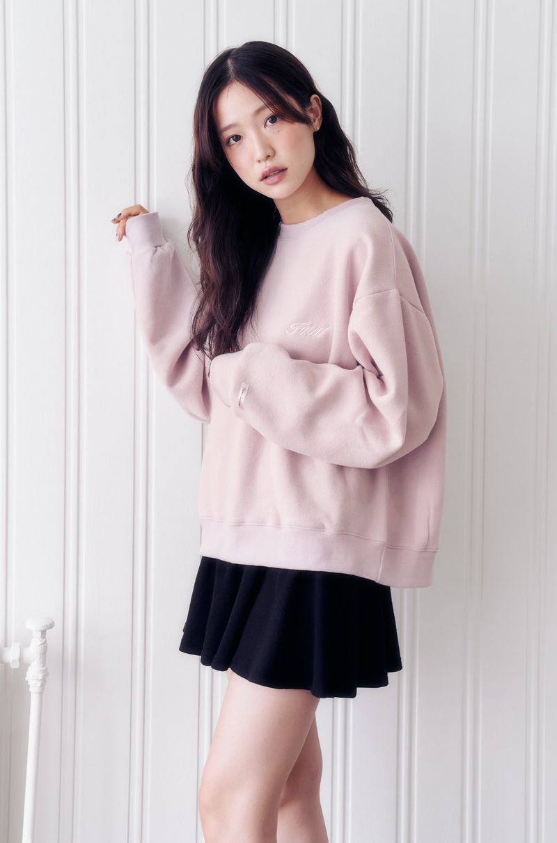 Lettering Round Neck Sweatshirt (PINK)