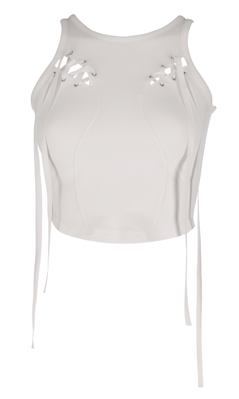  [Seow] Linked eyelet sleeveless, white