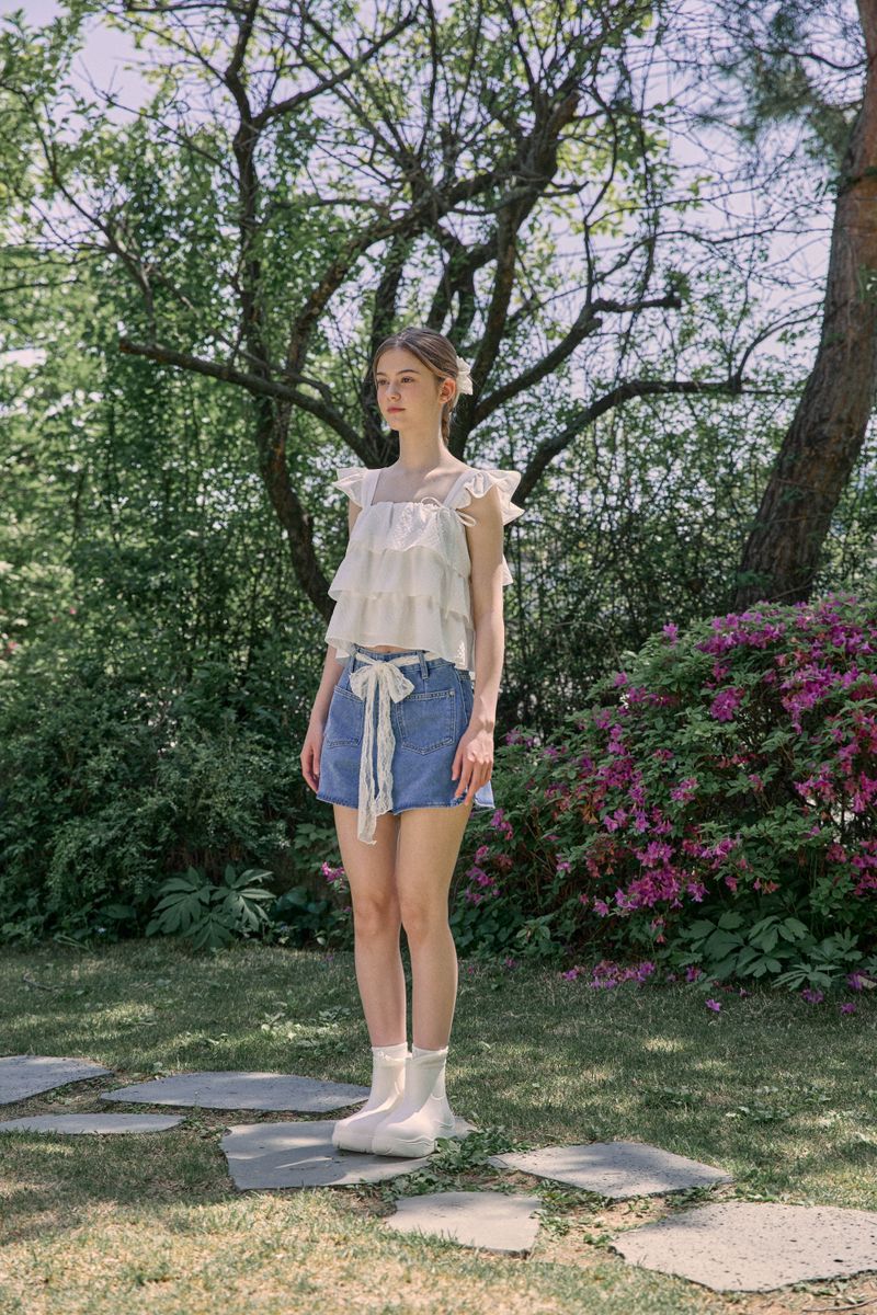 RIBBON FRILL TOP