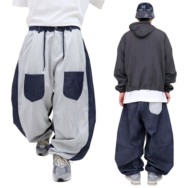 Wide Pocket Contrast Balloon Pants