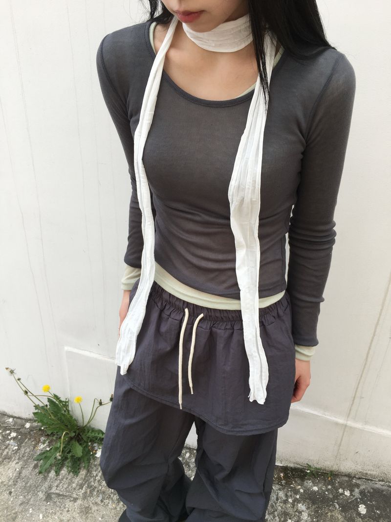 Peach see-through layered T-shirt (11c)