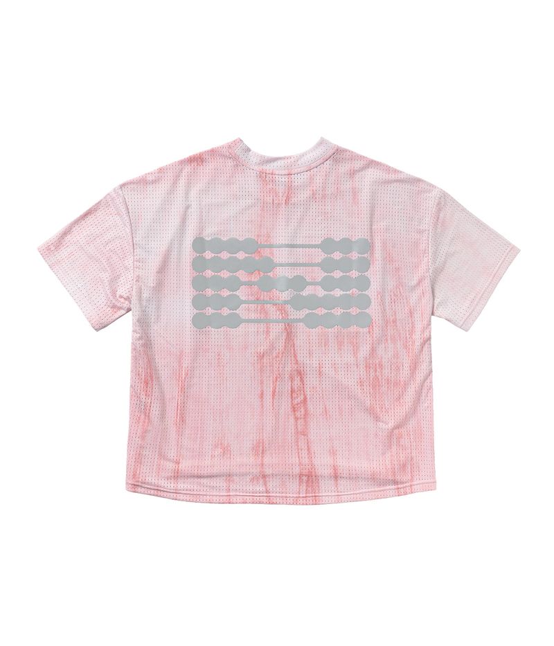 (W) Air Vent Tie-Dye Racing Dot Symbol Crop T-Shirt (Pink)