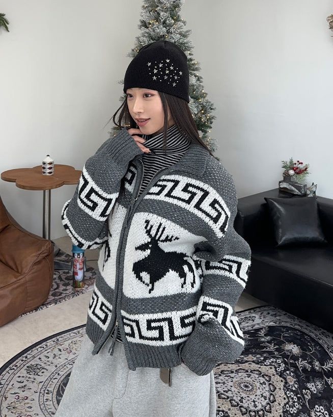 Dien Cowichan Collar Knit Zip-Up
