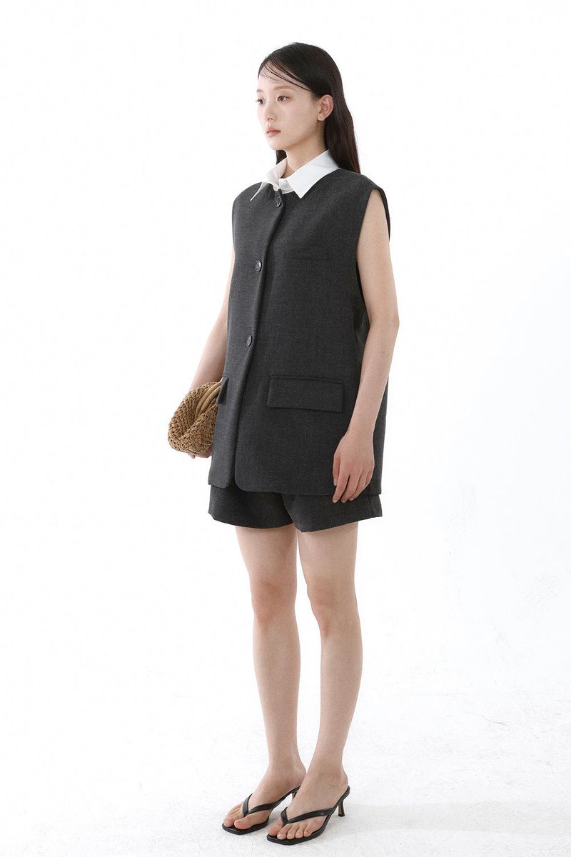 FRONT BELT SHORTS_CHARCOAL