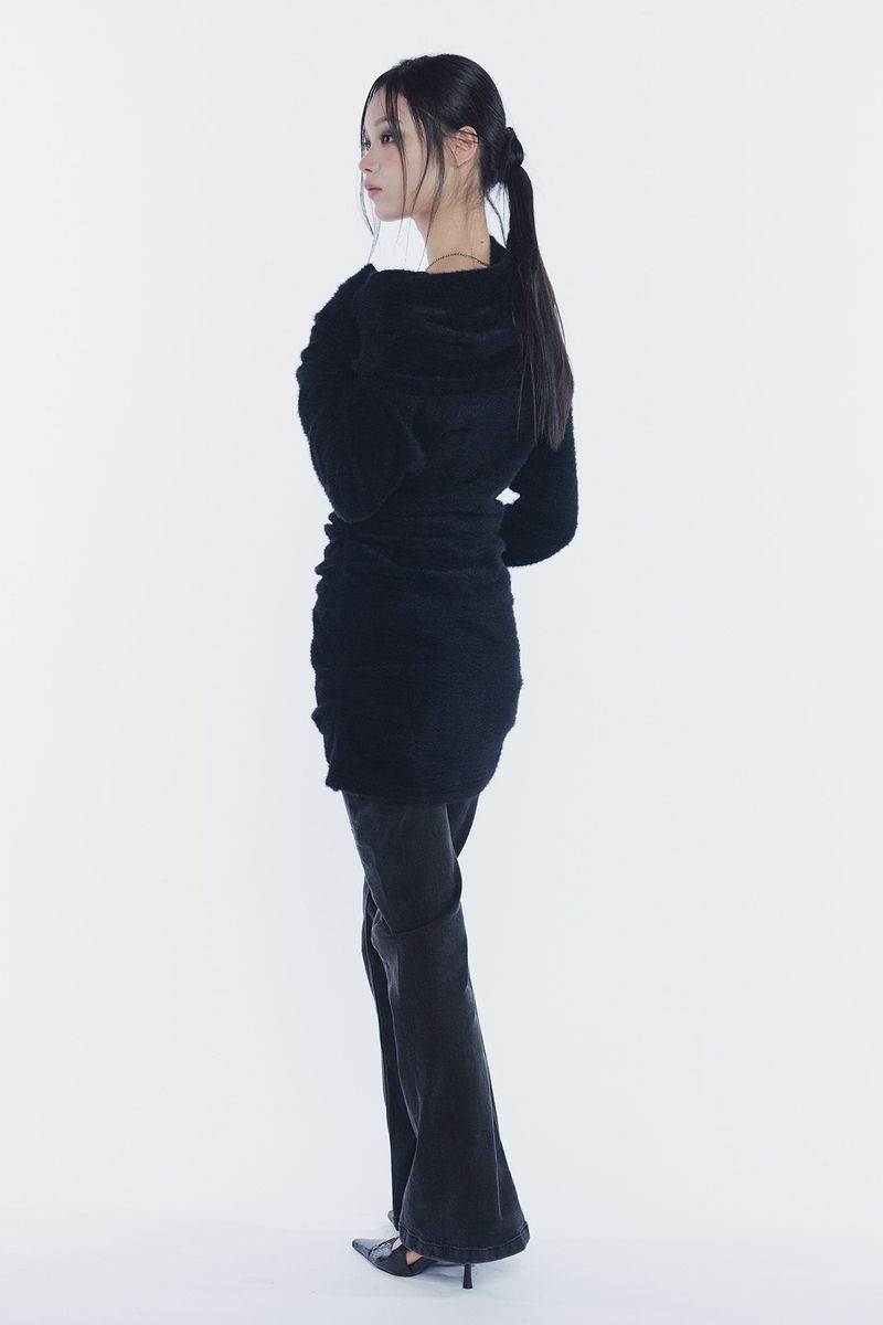 VERA BELTED BOOT-CUT DENIM black
