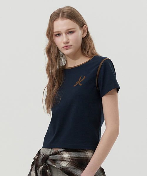 KIRSH（キルシー）の「GRAPHIC RINGER T-SHIRT [NAVY]（Tops）」