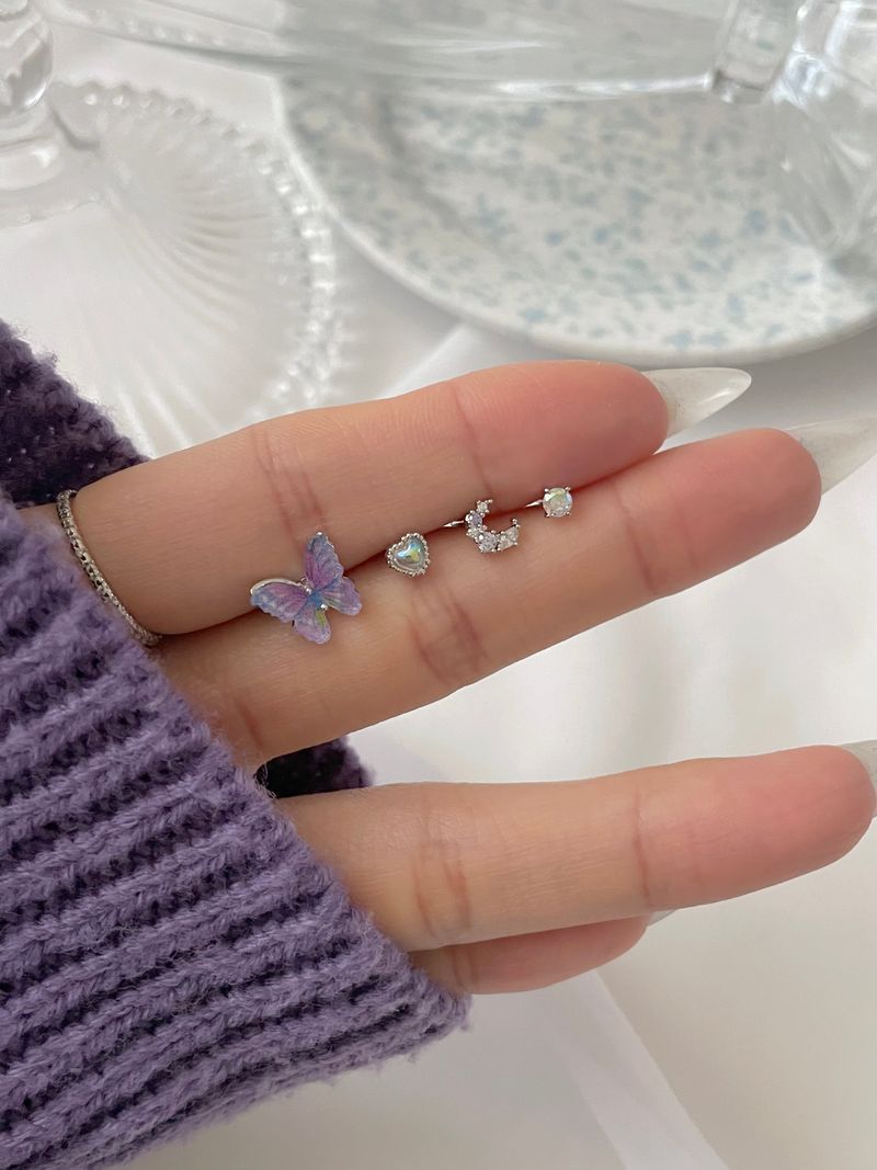 [4 set] Lucid Purple Butterfly Piercing Set