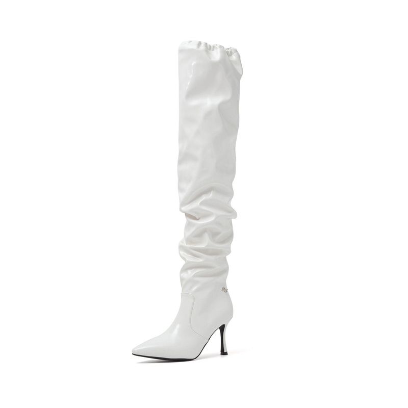 SSIMEEZ（シミズ）の「Slouchy String Boots Heel(White)（Shoes）」