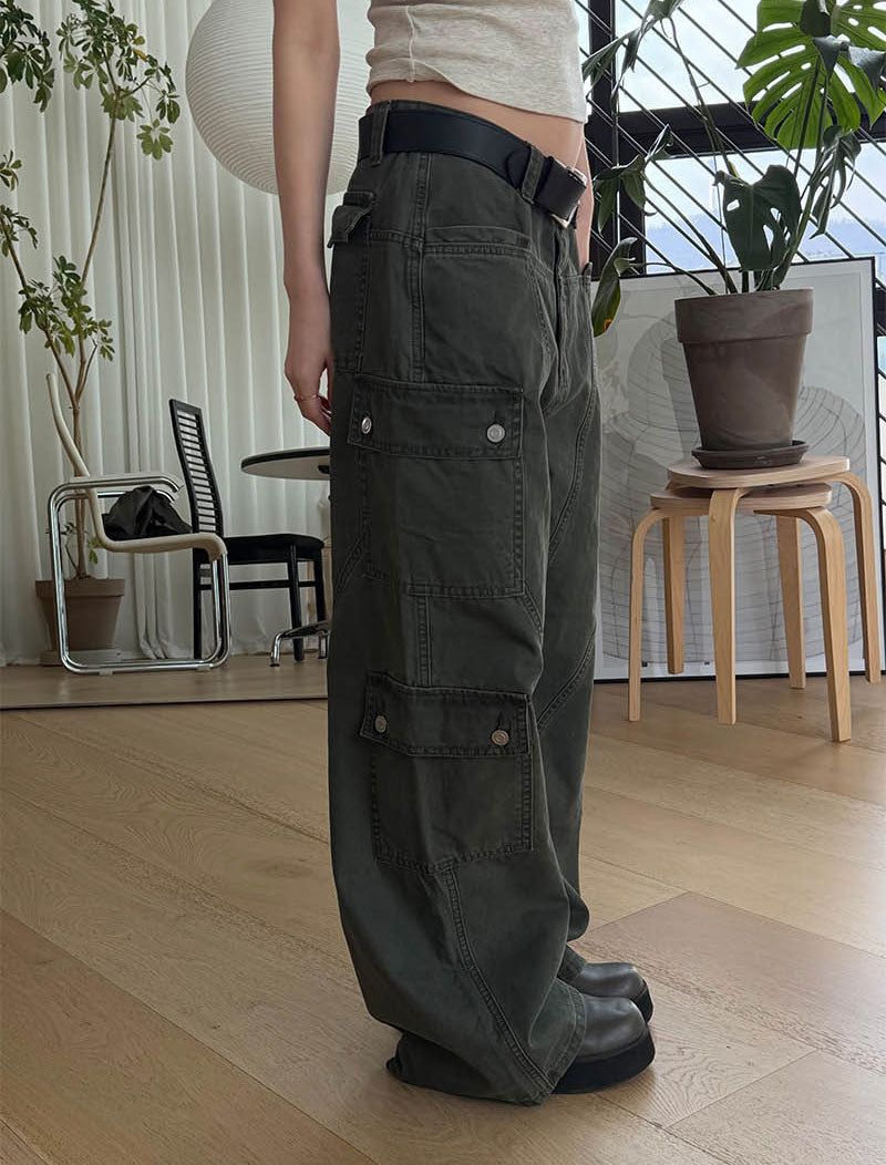 Wide flare cargo pants(2color)