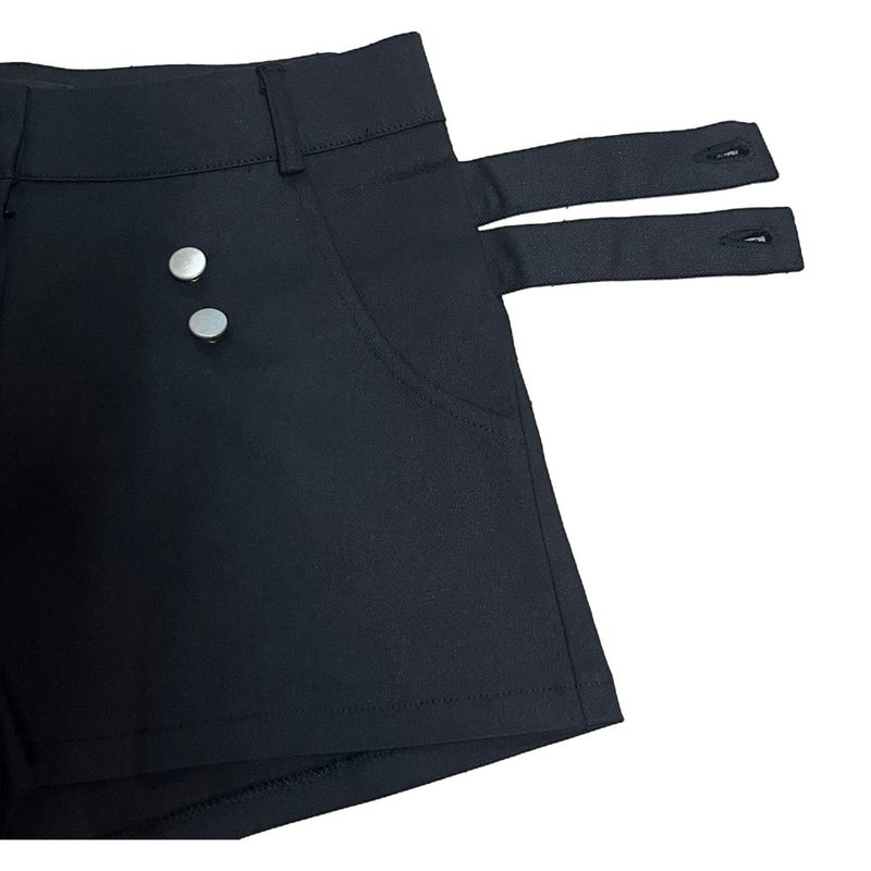 Modern Two Belt Button Bijou Short Pants