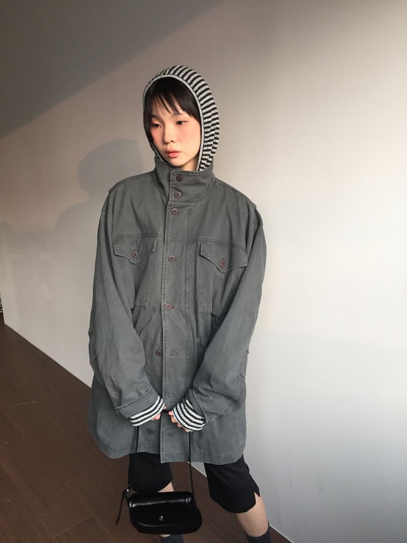 Alto high-neck hooded cardigan (2color)