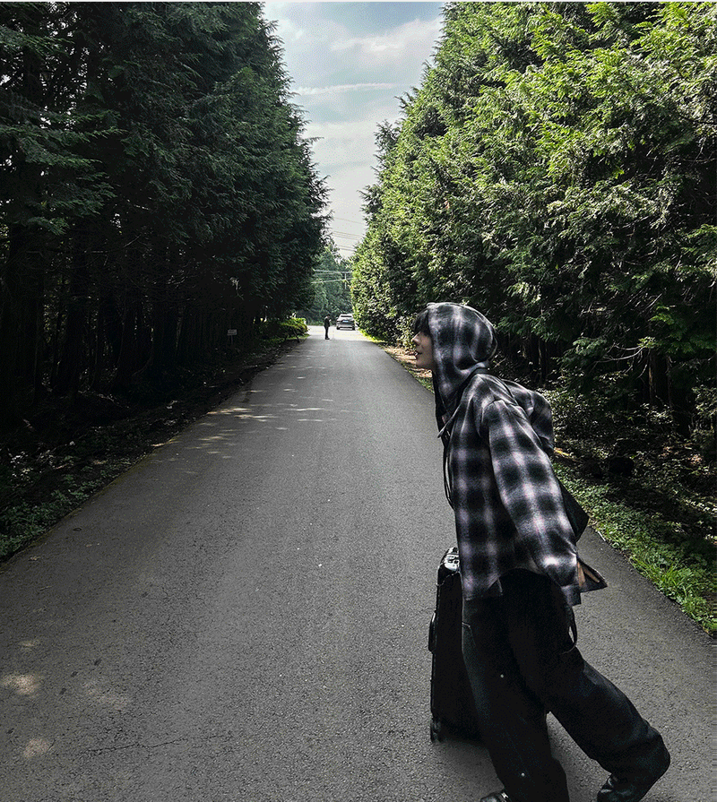 shea hooded checkered shirt
