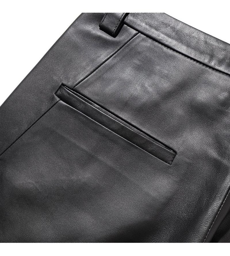 LAMSKIN CURVED LINE PANTS