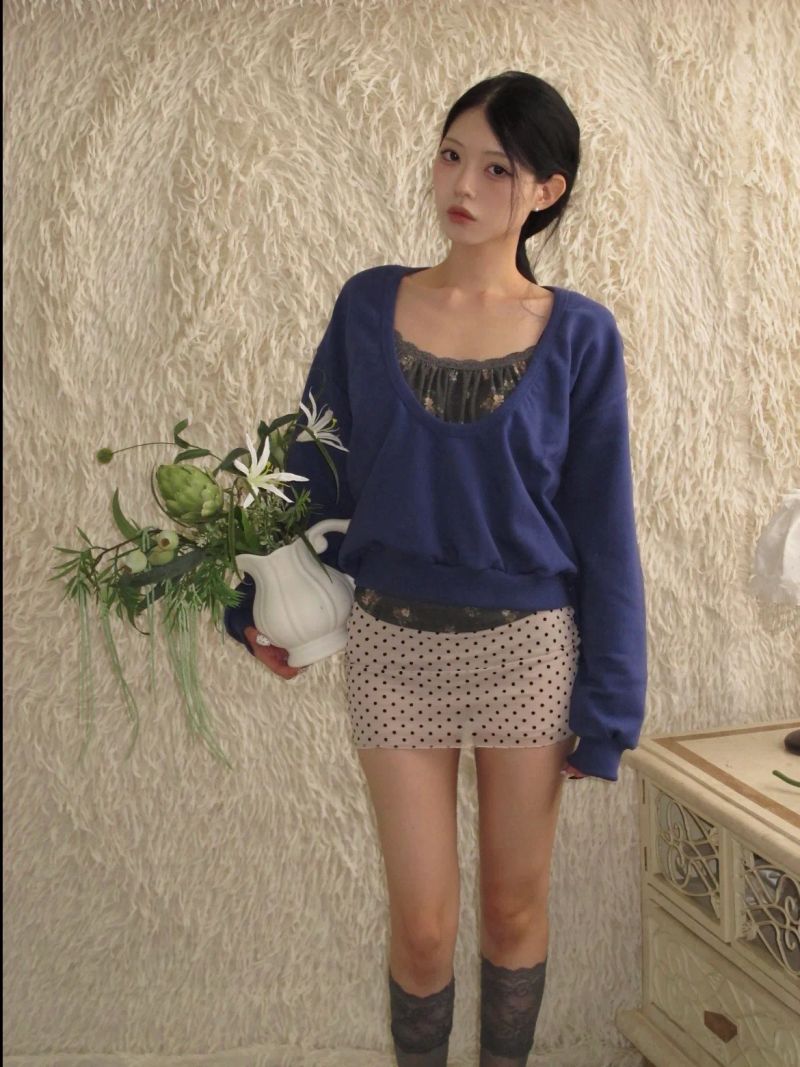 Deep U-Neck Sweatshirt