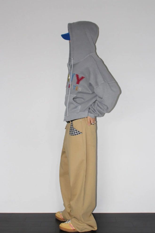 HIDDEN CHECK WIDE PANTS