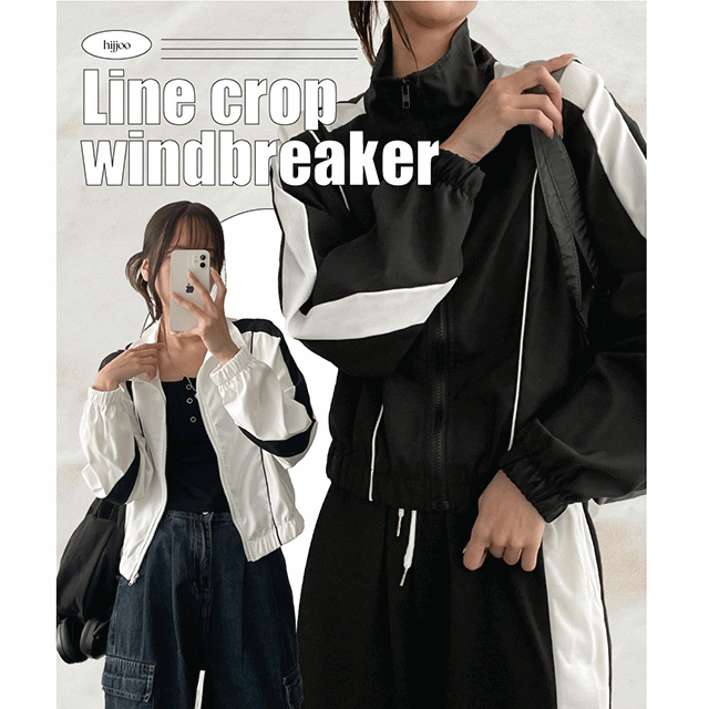 hijjoo（ハイチュー）の「RORON Coloring Line Cropped Windbreaker Jumper（Jackets/Outerwear）」