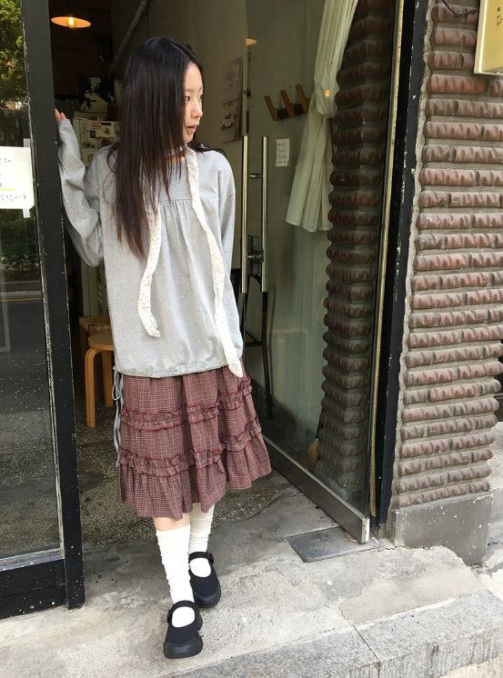 Raneehi Shirring Ribbon Long Sleeve Tee