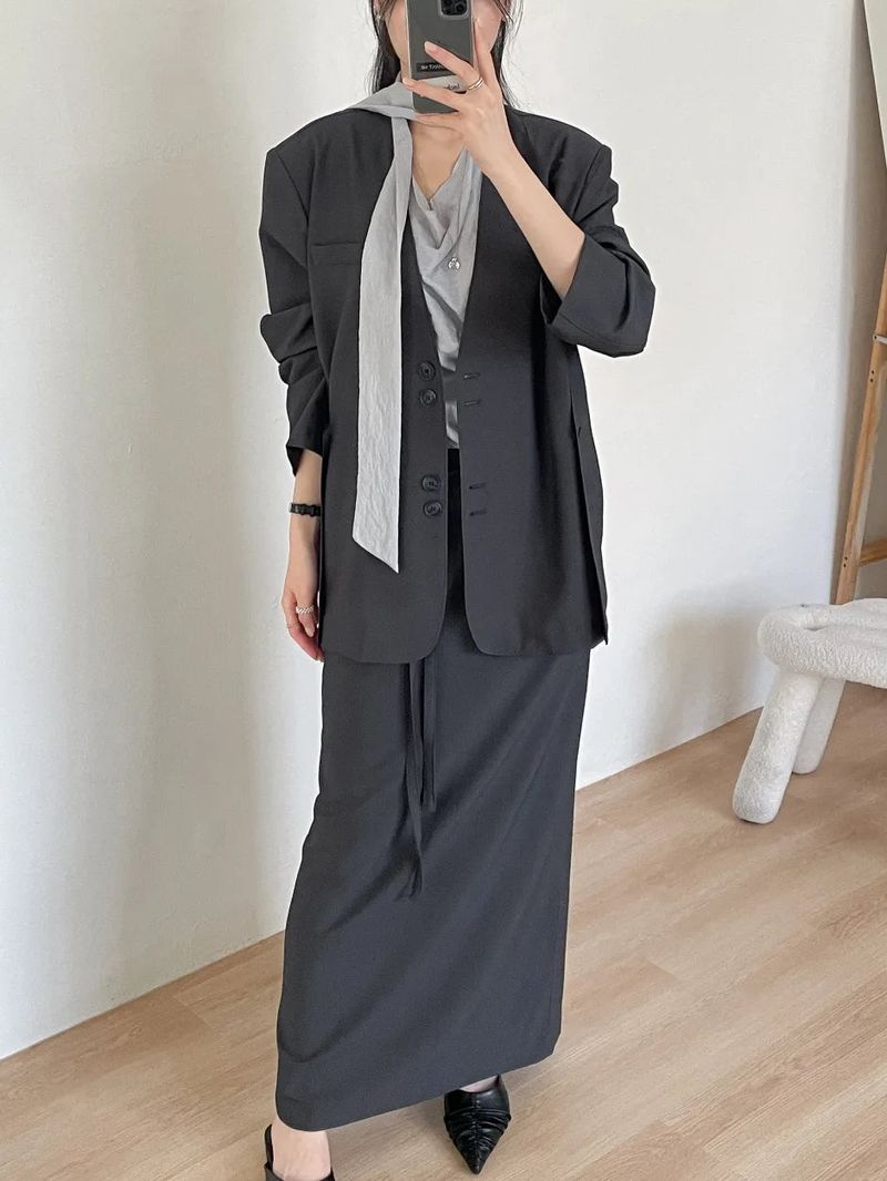 Dawson Slit Collarless Over Fit Jacket