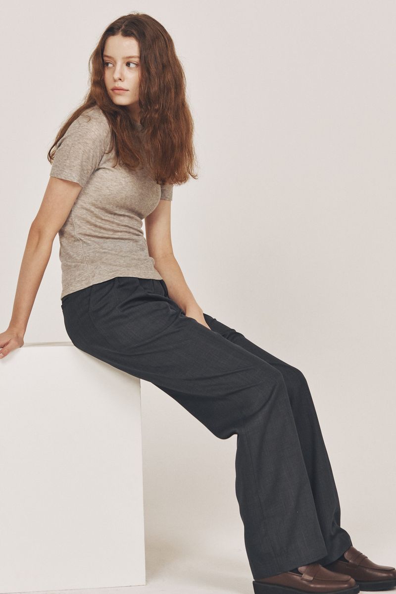 wool blended Half top_grey