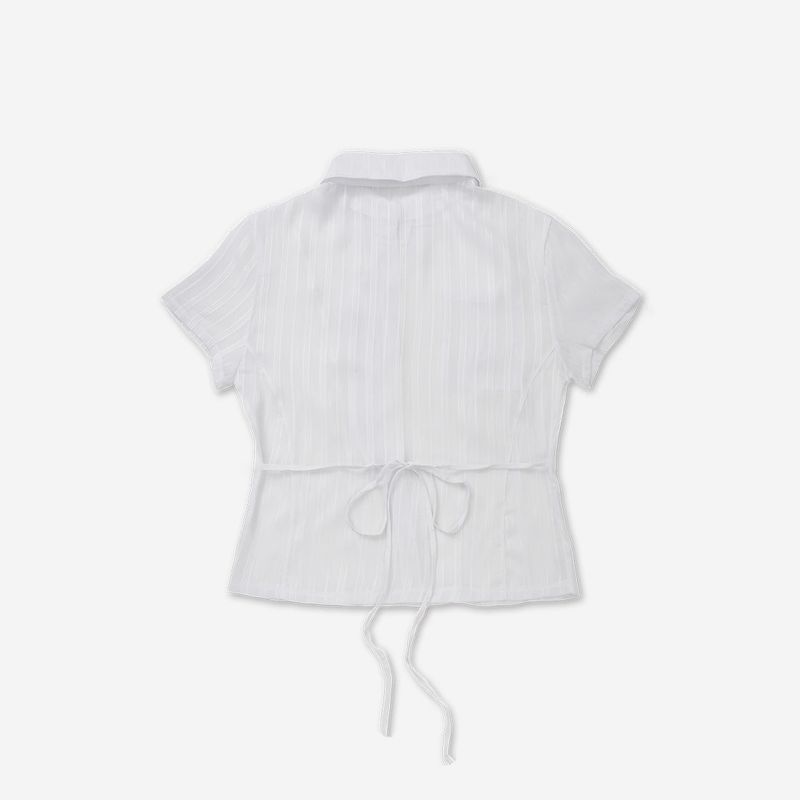 ASYMMETRIC STRIPE SHIRTS [WHITE]