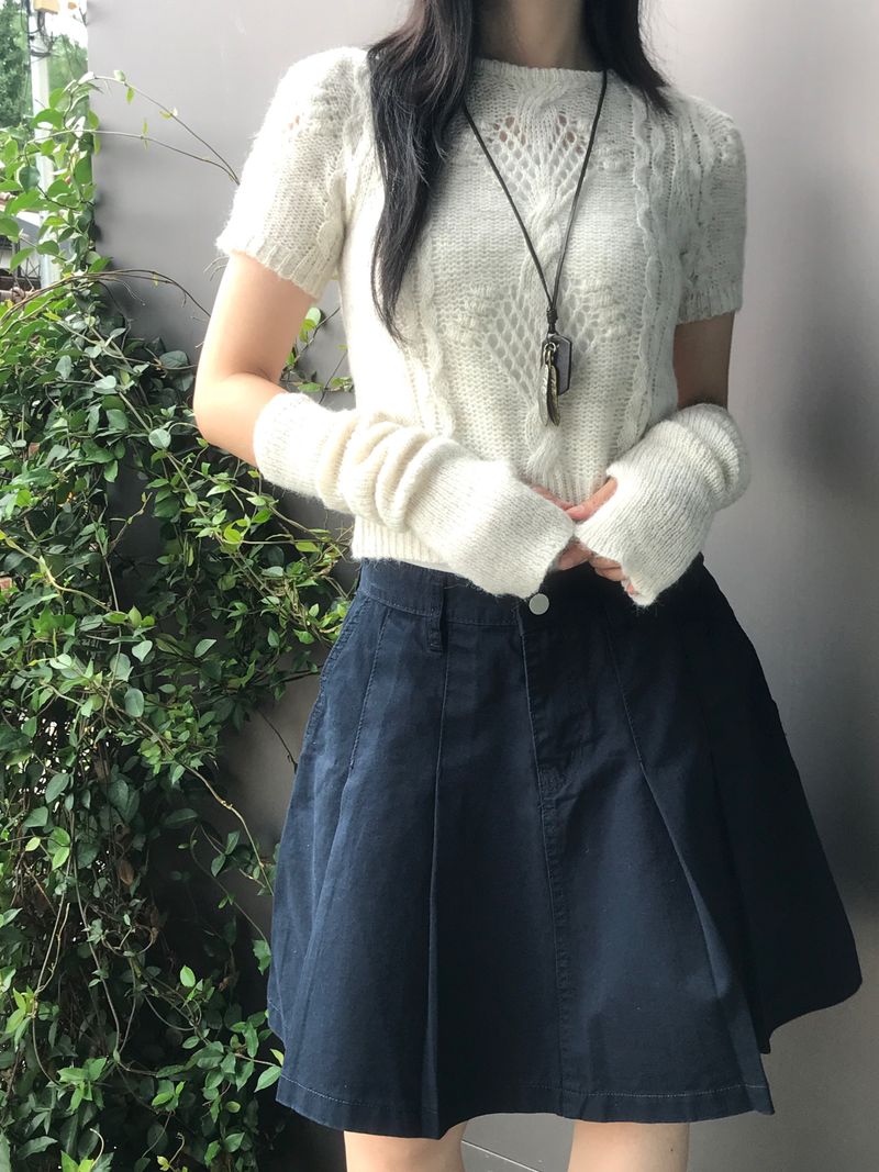 Vintage Twisted Puff Knit Warmer SET
